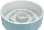 TRIXIE VOERBAK SLOWFEEDING KERAMIEK GRIJS / BLAUW