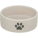 TRIXIE VOERBAK / DRINKBAK HOND POOTMOTIEF KERAMIEK LICHTGRIJS / GRIJS – Image 2