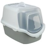 TRIXIE KATTENBAK VICO OPEN TOP MET KAP LICHTGRIJS / WIT