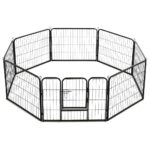 Hondenren met 8 panelen 80x60 cm staal zwart – Image 3