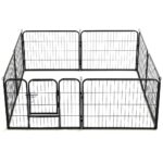 Hondenren met 8 panelen 80x60 cm staal zwart – Image 4
