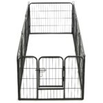 Hondenren met 8 panelen 80x60 cm staal zwart – Image 5