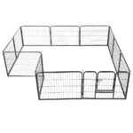 Hondenren met 12 panelen 80x60 cm staal zwart - Afbeelding 2
