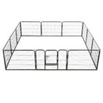 Hondenren met 12 panelen 80x60 cm staal zwart - Afbeelding 4