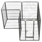 Hondenren met 8 panelen 80x100 cm staal zwart - Image 2
