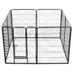 Hondenren met 8 panelen 80x100 cm staal zwart - Image 4