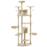 Kattenkrabpaal met sisal krabpalen 203 cm beige en wit - Image 2