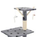 Kattenkrabpaal met sisal krabpalen 138 cm pootafdrukken grijs - Afbeelding 5