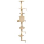 Kattenkrabpaal met sisal krabpalen wandmontage 194 cm beige - Afbeelding 3