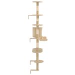 Kattenkrabpaal met sisal krabpalen wandmontage 194 cm beige - Afbeelding 4
