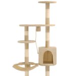 Kattenkrabpaal met sisal krabpalen wandmontage 194 cm beige - Afbeelding 5