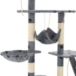 Kattenpaal met sisal krabpalen 230-250 cm pootafdrukken grijs – Image 5