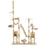 Kattenpaal met sisal krabpalen 230-250 cm pootafdrukken beige