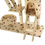 Kattenpaal met sisal krabpalen 230-250 cm pootafdrukken beige - Image 6