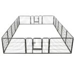 Hondenren met 16 panelen 60x80 cm staal zwart - Image 4