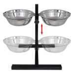 Verstelbare dubbele honden / katten voederbak (2 x 4,1L RVS bakken)