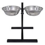 Verstelbare dubbele honden / katten voederbak (2 x 4,1L RVS bakken) - Afbeelding 2