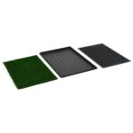 Huisdierentoiletten 2 st met bak en kunstgras 76x51x3 cm groen - Afbeelding 5