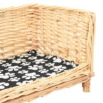Hondenmand met kussen 50x33x30 cm natuurlijk wilgen – Image 3