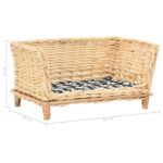 Hondenmand met kussen 50x33x30 cm natuurlijk wilgen – Image 5