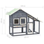 Konijnenhok 140x63x120 cm massief vurenhout grijs en wit - Image 10