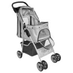 Huisdierenwagen voor honden/katten opvouwbaar grijs - Afbeelding 2
