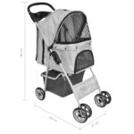 Huisdierenwagen voor honden/katten opvouwbaar grijs - Afbeelding 4