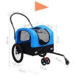 Fietstrailer en hondenwagen 2-in-1 blauw en zwart - Afbeelding 10