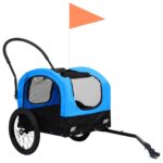 Fietstrailer en hondenwagen 2-in-1 blauw en zwart - Afbeelding 2