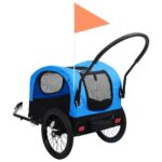 Fietstrailer en hondenwagen 2-in-1 blauw en zwart - Afbeelding 4