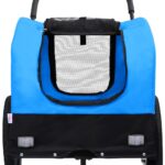 Fietstrailer en hondenwagen 2-in-1 blauw en zwart - Afbeelding 5