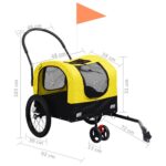 Fietstrailer en hondenwagen 2-in-1 geel en zwart – Image 10