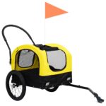 Fietstrailer en hondenwagen 2-in-1 geel en zwart – Image 2