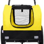 Fietstrailer en hondenwagen 2-in-1 geel en zwart – Image 5