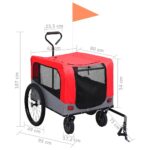 Fietstrailer en hondenwagen 2-in-1 rood en grijs – Image 10