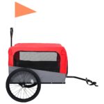 Fietstrailer en hondenwagen 2-in-1 rood en grijs – Image 3