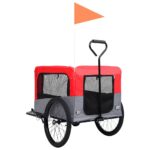 Fietstrailer en hondenwagen 2-in-1 rood en grijs – Image 4