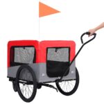 Fietstrailer en hondenwagen 2-in-1 rood en grijs – Image 5