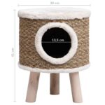 Kattenhuis met houten poten 41 cm zeegras – Image 7