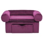Hondenbank met lade 75x50x38 cm pluche bordeauxrood - Afbeelding 2