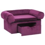 Hondenbank met lade 75x50x38 cm pluche bordeauxrood - Afbeelding 3