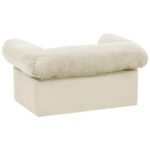 Hondenbank met lade 75x50x38 cm pluche crèmekleurig - Afbeelding 5