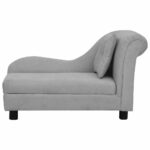 Hondenbank met kussen 83x44x44 cm pluche grijs – Image 2