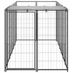 Hondenkennel 330x110x110 cm staal zwart - Afbeelding 2