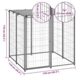 Hondenkennel 110x110x110 cm staal zilverkleurig - Afbeelding 5