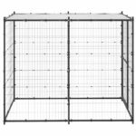 Hondenkennel voor buiten met dak 110x220x180 cm staal - Afbeelding 2