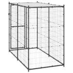 Hondenkennel voor buiten met dak 110x220x180 cm staal - Afbeelding 3