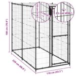 Hondenkennel voor buiten met dak 110x220x180 cm staal - Afbeelding 5