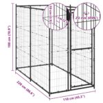 Hondenkennel voor buiten 110x220x180 cm staal - Afbeelding 5