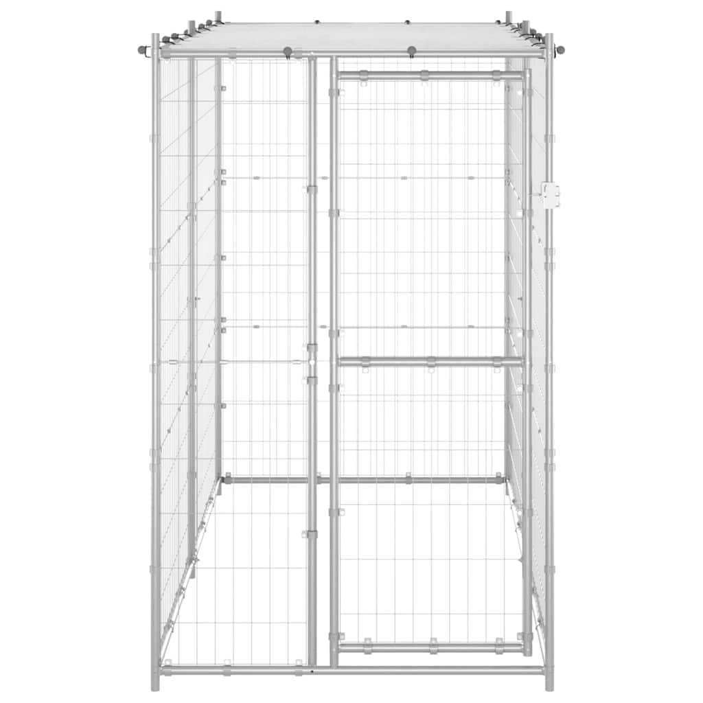 8720286359853_g_en_hd_1.jpg Hondenkennel buiten met dak 110x220x180 cm gegalvaniseerd staal - Afbeelding 1